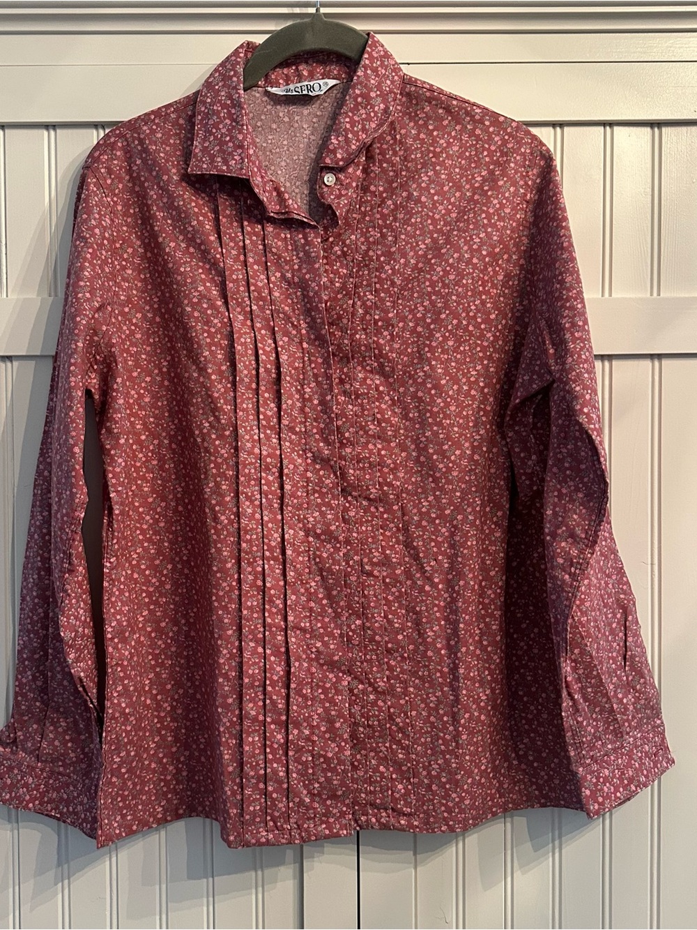VTG Ms. Sero 100% Cotton Ditsy Floral Pleated Blouse Size 14 (Fits Smaller)